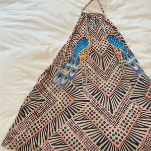 Mara Hoffman Peacock Print Halter Coverup dress